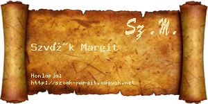 Szvák Margit névjegykártya